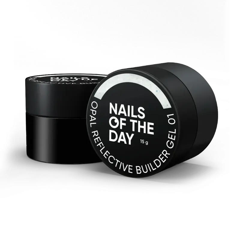 NAILSOFTHEDAY Opal Gel constructor reflectante 01 — gel constructor lechoso con brillo opalino y partes reflectantes, 15 g