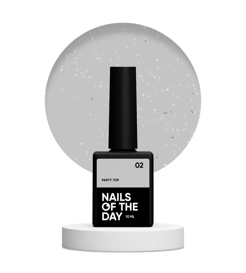 NAILSOFTHEDAY Party top 02 - transparente con brillo fino sin capa pegajosa para uñas, 10 ml