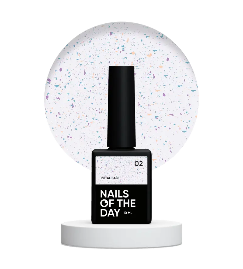 NAILSOFTHEDAY Potal base 02 - base azul lechoso con potal (potal dorado-violeta y turquesa), 10 ml