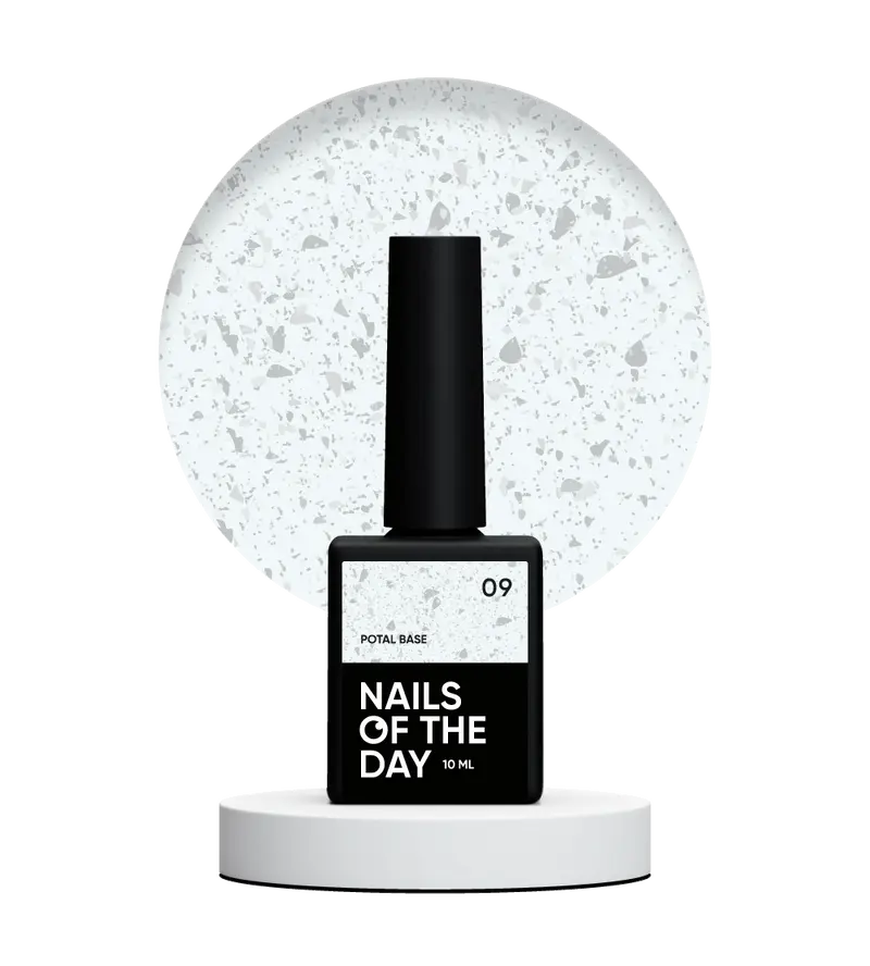 NAILSOFTHEDAY Potal base 09 - base de plata lechosa con decoracion plateada, 10 ml