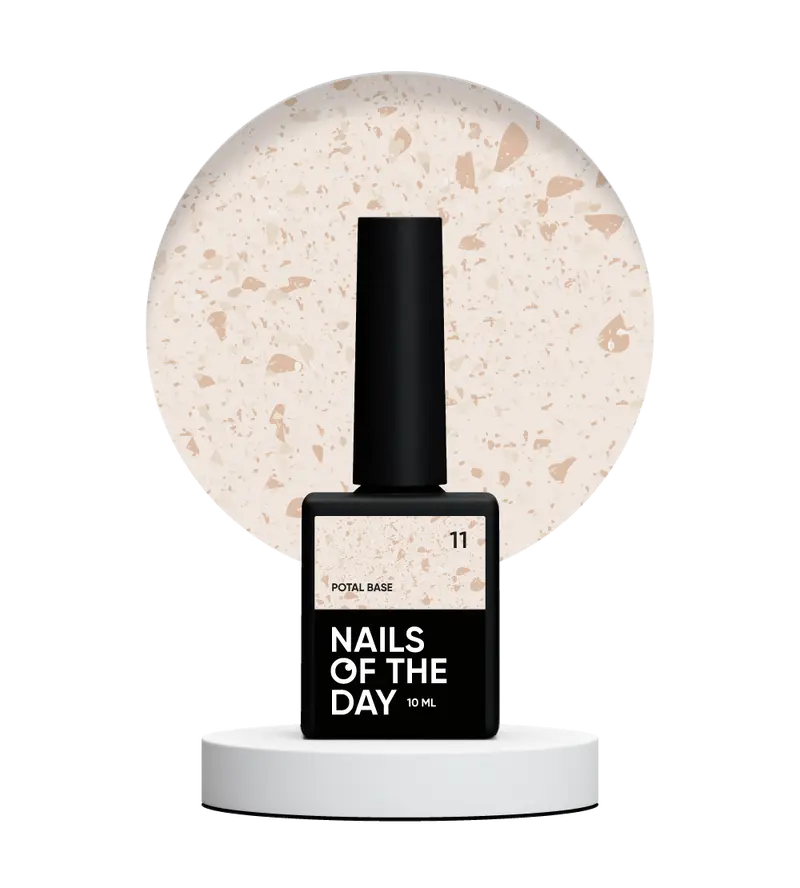NAILSOFTHEDAY Potal base 11 - base lechosa con decoracion dorada, 10 ml