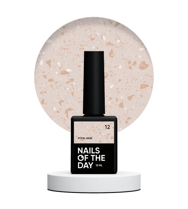 NAILSOFTHEDAY Potal base 12 - base beige con decoracion dorada, 10 ml