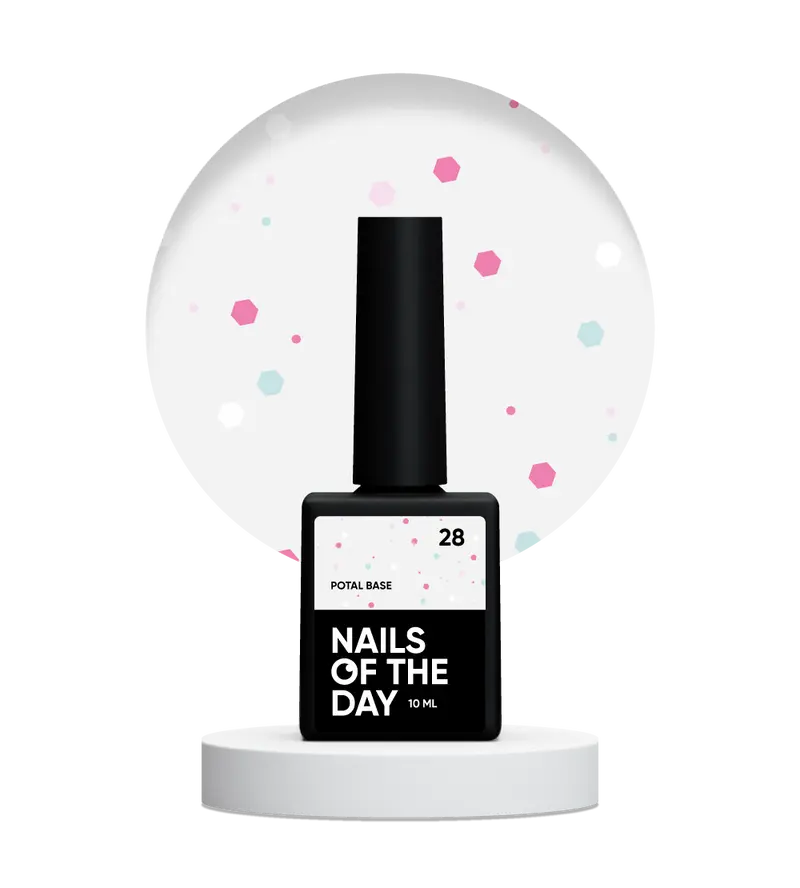 NAILSOFTHEDAY Potal base 28 - base de leche con purpurina neón, 10 ml