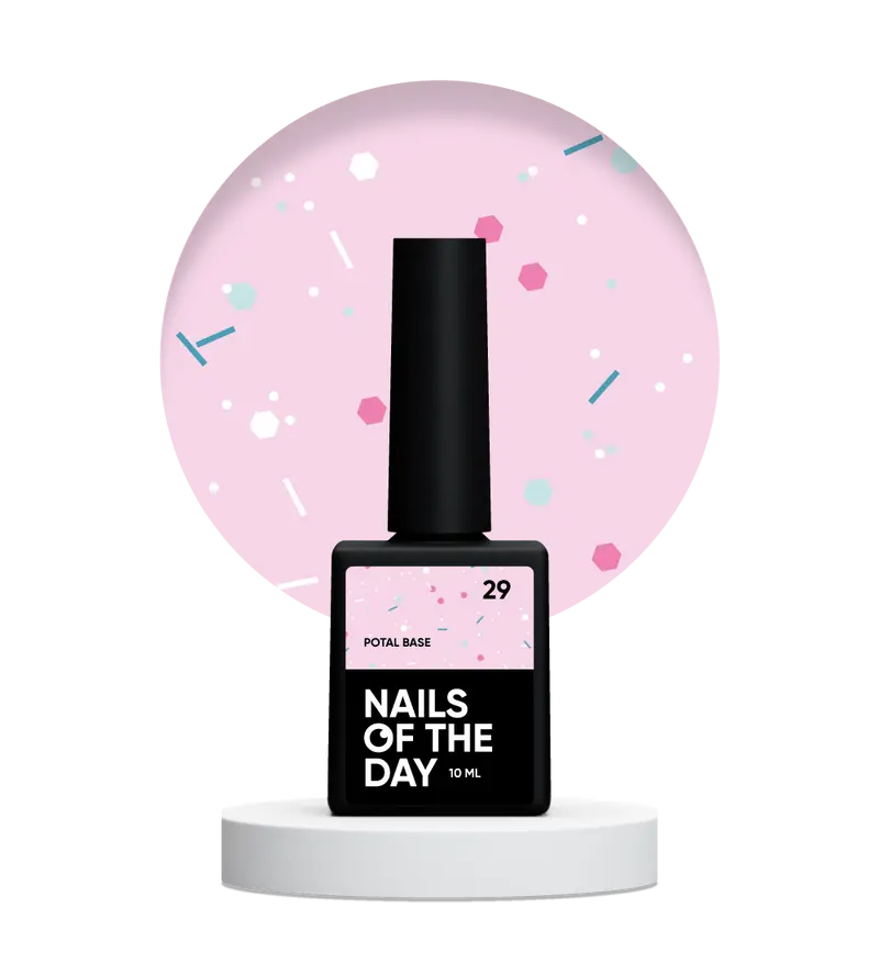 NAILSOFTHEDAY Potal base 29 – base rosa lechosa con destellos neón, 10 ml