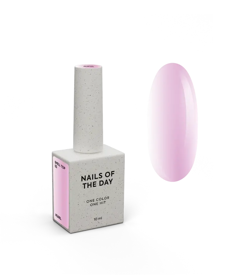 NAILSOFTHEDAY Shell Top 03 Nueva Fórmula — top perlado con efecto de frotado rosa, sin capa pegajosa, 10 ml