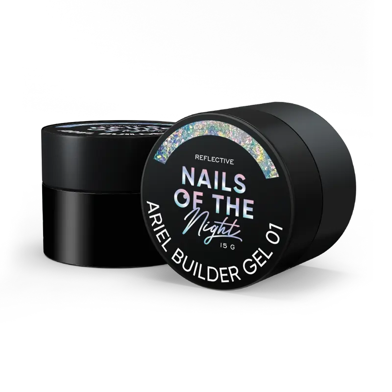 NAILSOFTHENIGHT Ariel gel 01 — gel constructor con escamas de yuki multicolores para uñas, 15 g