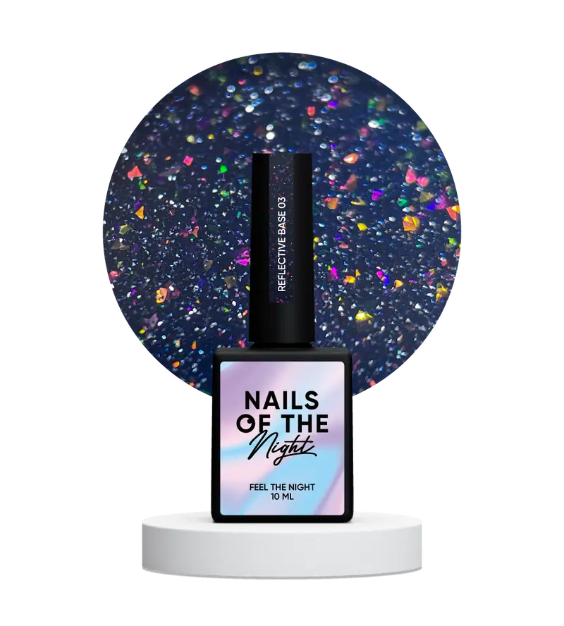 NAILSOFTHENIGHT Base reflectante 03 - base reflectante de camuflaje con brillo (destellos violeta y rosa), 10 ml
