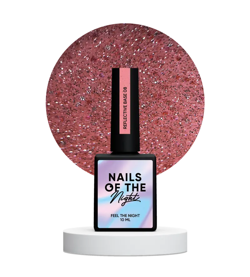 NAILSOFTHENIGHT Base reflectante 08 - base reflectante de camuflaje con brillo (melocotón), 10 ml