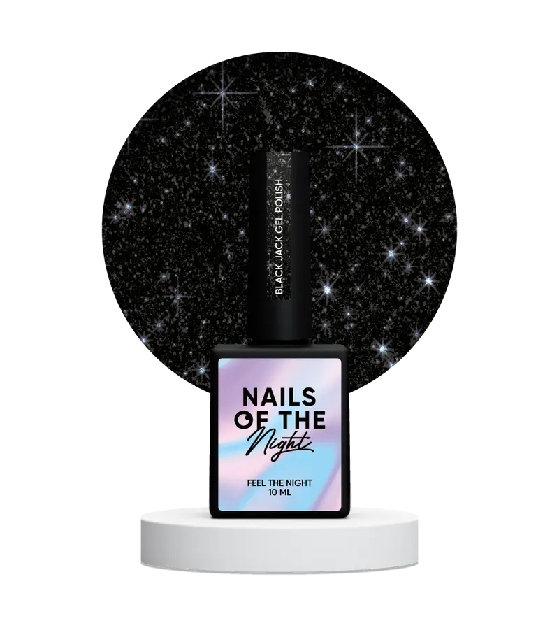 NAILSOFTHENIGHT Black Jack gel polish - esmalte semipermanente reflectante negro con brillo plateado para uñas, 10 ml