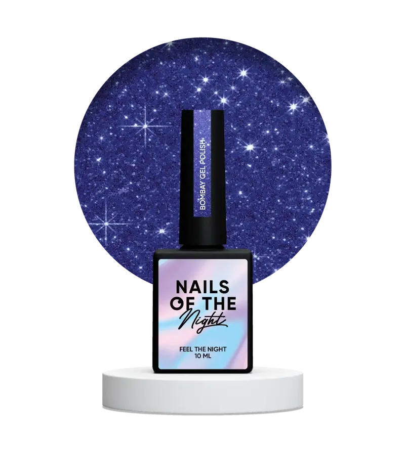 NAILSOFTHENIGHT Bombay gel polish — esmalte semipermanente reflectante de color azul profundo, 10 ml.