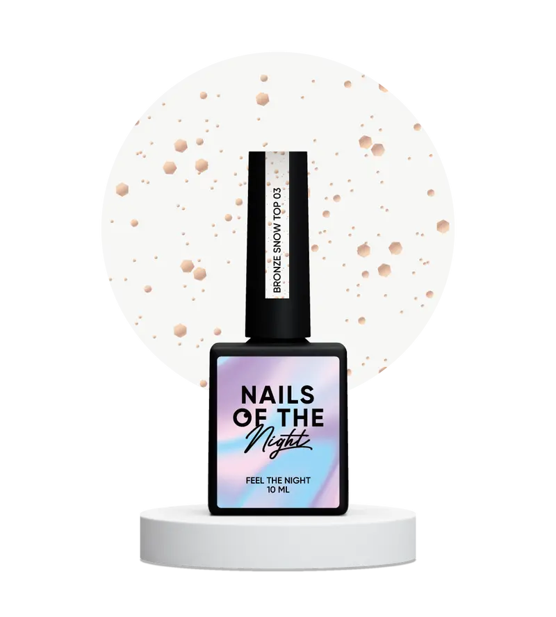 NAILSOFTHENIGHT Bronze Snow top 03 — top con hexágonos de bronce de diferentes tamaños, sin capa pegajosa, 10 ml