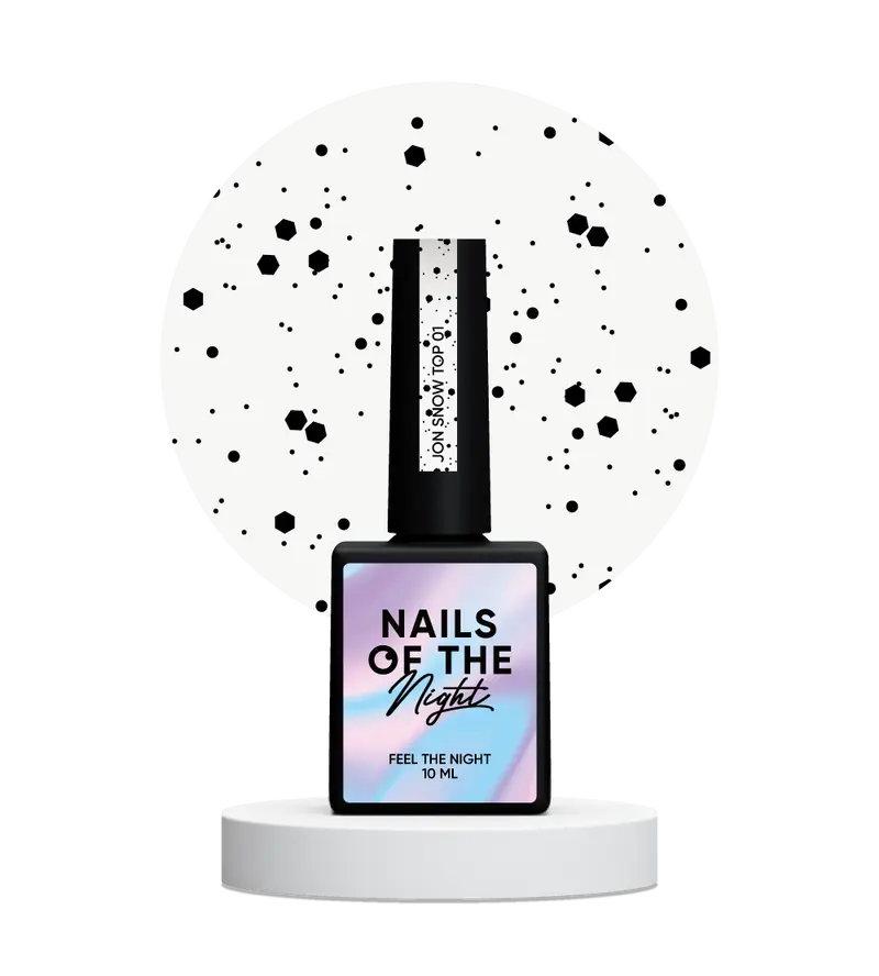 NAILSOFTHENIGHT Jon Snow top 01 — top con hexágonos negros de varios tamaños, sin una capa pegajosa, 10 ml