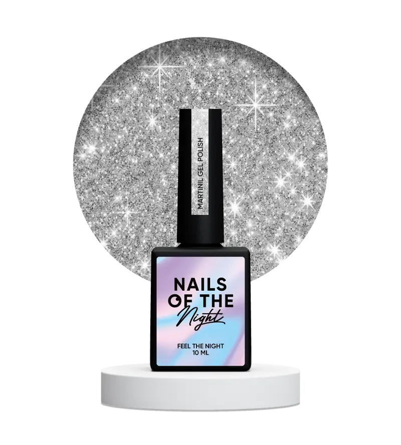 NAILSOFTHENIGHT Martini gel polish - esmalte semipermanente reflectante plateado para uñas, 10 ml