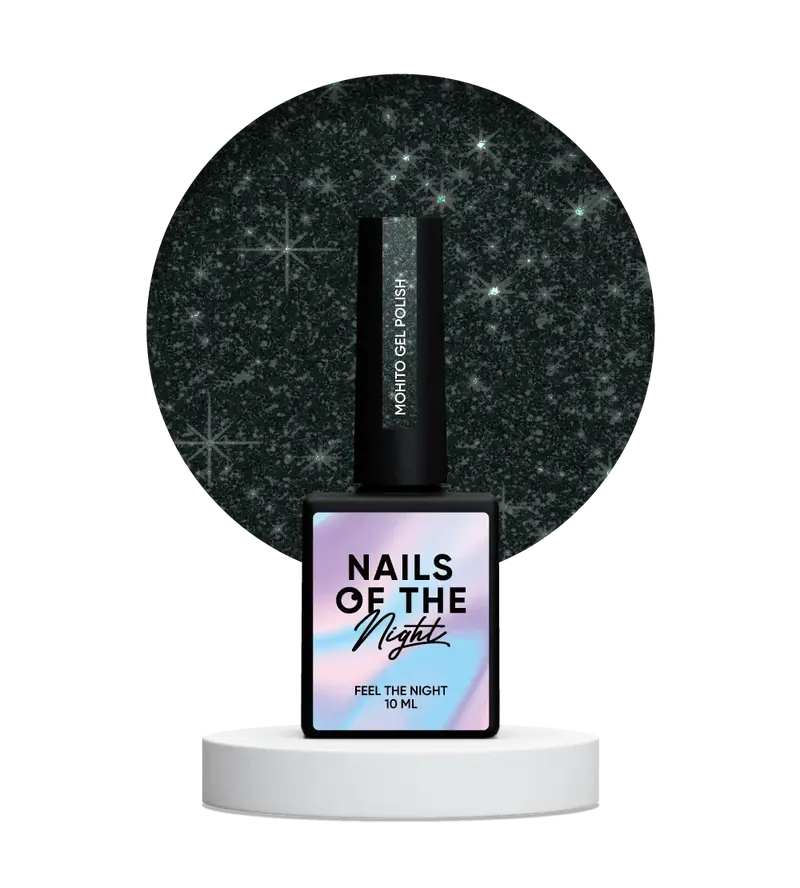 NAILSOFTHENIGHT Mohito gel polish — esmalte semipermanente reflectante de color verde oscuro intenso, 10 ml.