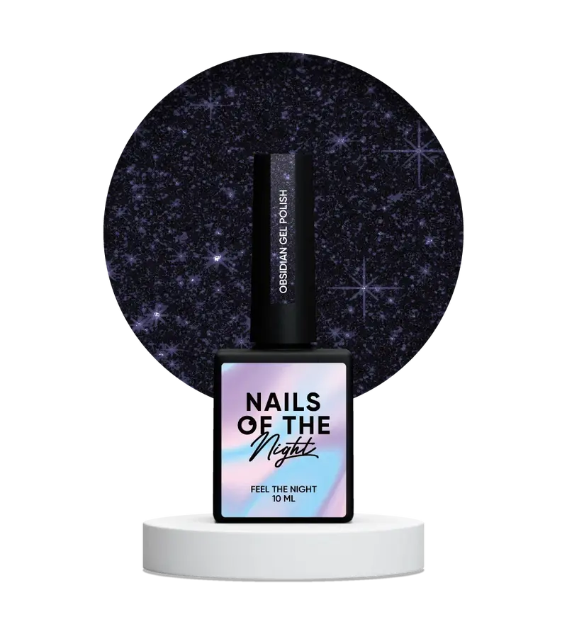 NAILSOFTHENIGHT Obsidian Gel Polish — un esmalte de color grafito-púrpura reflectante, 10 ml.