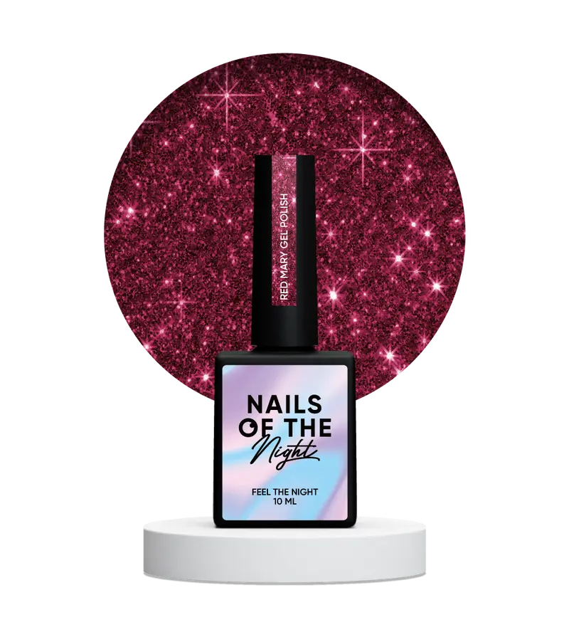 NAILSOFTHENIGHT Red Mary, esmalte en gel reflectante rojo para uñas, 10 ml