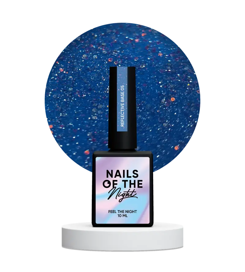 NAILSOFTHENIGHT Reflective base 05 - base reflectante de camuflaje con destellos holográficos (azul profundo), 10 ml