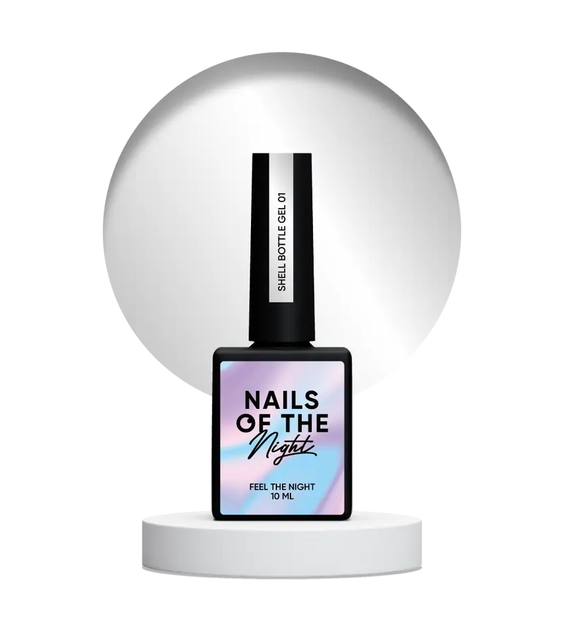 NAILSOFTHENIGHT Shell bottle gel 01 — gel líquido ultra fuerte en botella con función autonivelante y efecto perla para uñas, 10 ml