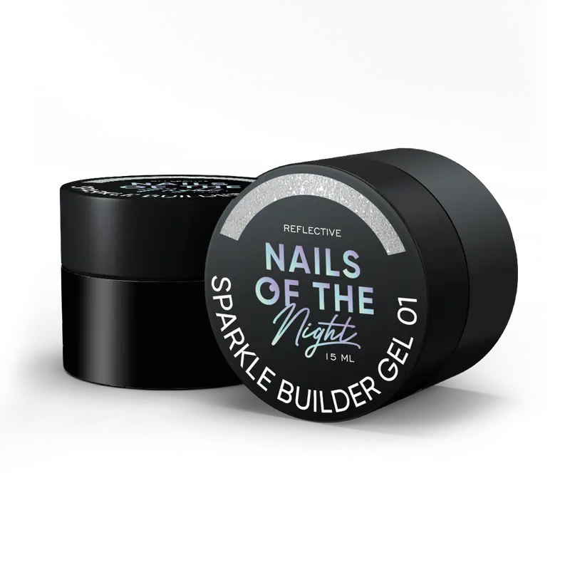 NAILSOFTHENIGHT Sparkle builder gel 01 — gel de construcción reflectante plateado, 15 ml