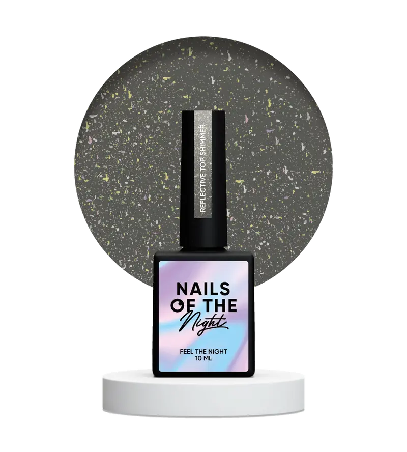 NAILSOFTHENIGHT Top reflectante Shimmer - top reflectante sin capa adhesiva para uñas (brillo dorado), 10 ml