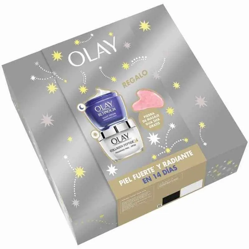 Olay Estuche Collagen Peptide 24 SPF30 50 Ml + Crema Retinol 24 Día 50 Ml + Piedra De Masaje Gua Sha