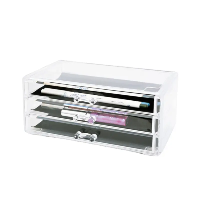 Organizador de cosméticos transparente con 3 cajones