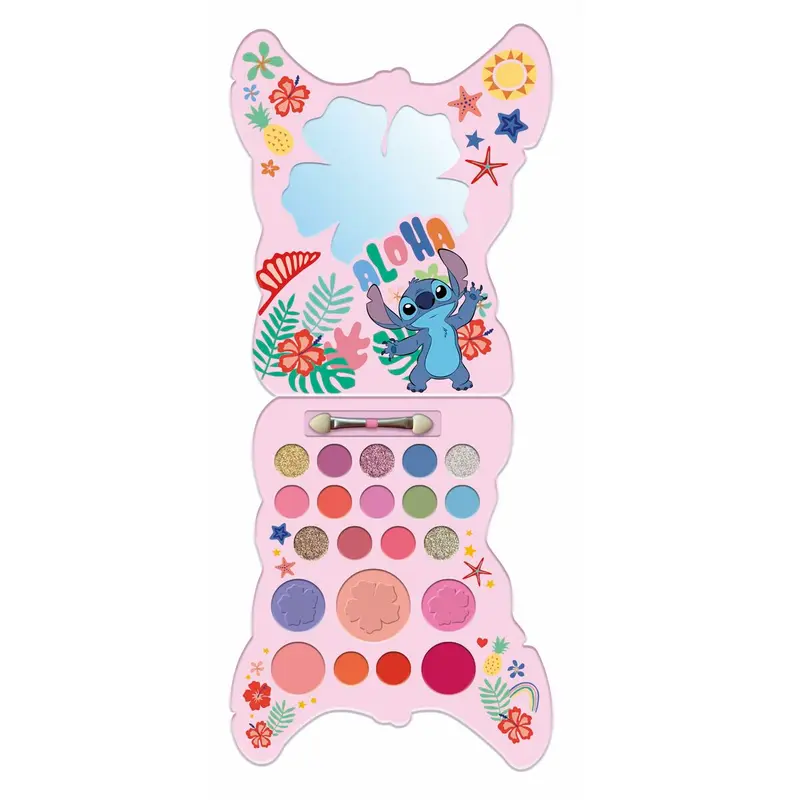 Paleta de Maquillaje Stitch Disney - 16 Sombras, 3 Coloretes y 2 Brillos