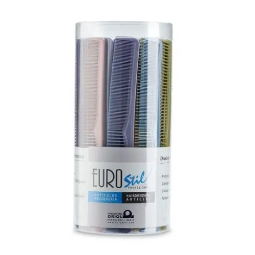 Peines metalizados colores Eurostil de 17.5cm bote 60 unidades