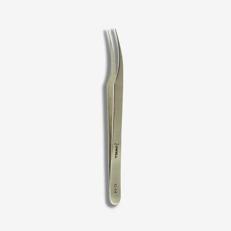 Pinza curva C-14 para extensiones de pestañas