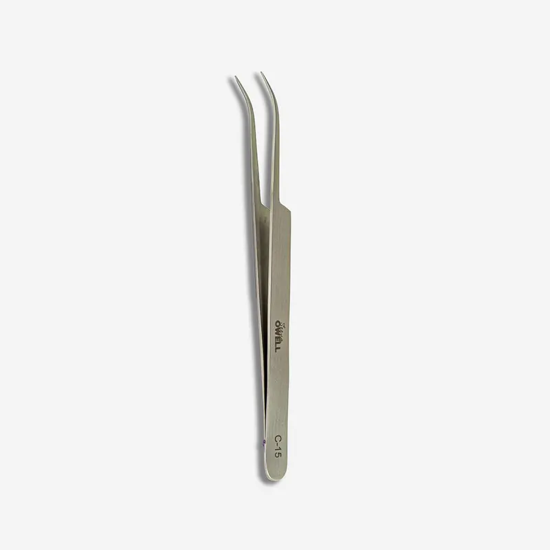 Pinza curva punta fina C-15 para Extensiones de Pestañas
