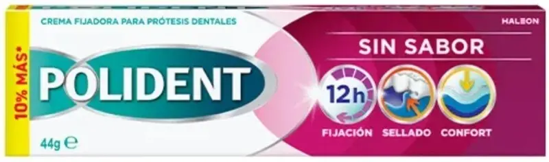 Polident Crema Fijadora para Prótesis Dentales Sin Sabor 44g