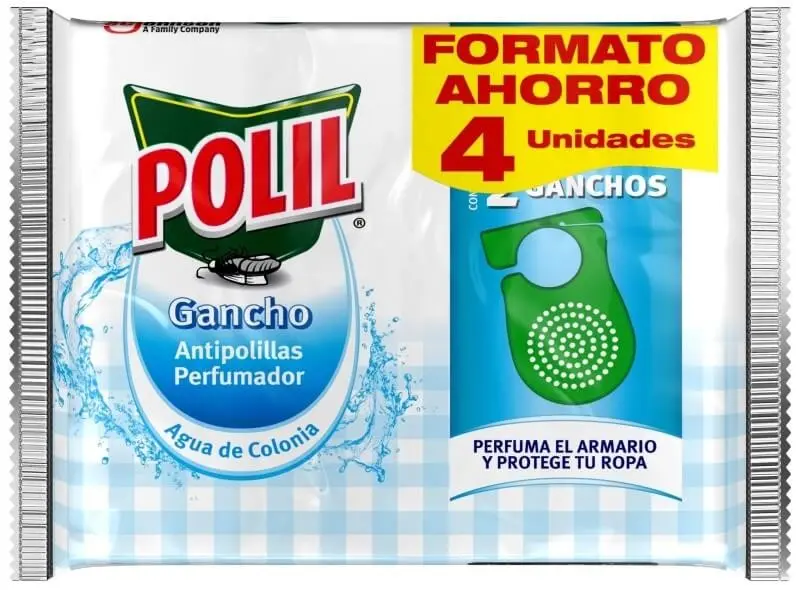 Polil Antipolillas Perfumador Agua de Colonia 4U 2 Ganchos - Perfuma El Armario y Protege Tu Ropa