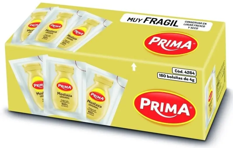 Prima Professional Mostaza 4g x 180 Sobres – Sabor Intenso en Formato Práctico para Hostelería y Colectividades