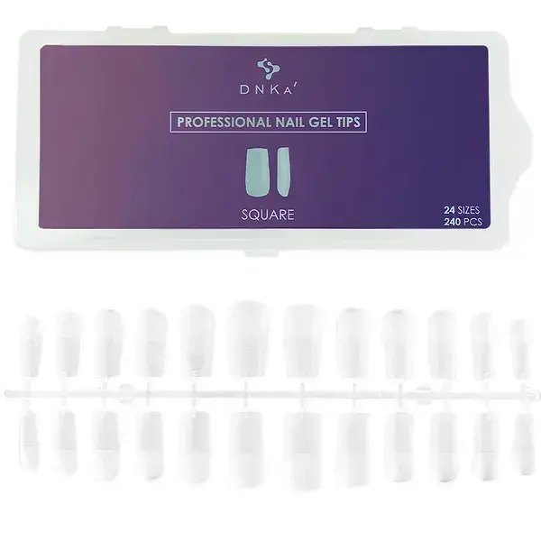 Puntas de gel para uñas profesionales DNKa' cuadradas, 240 unidades