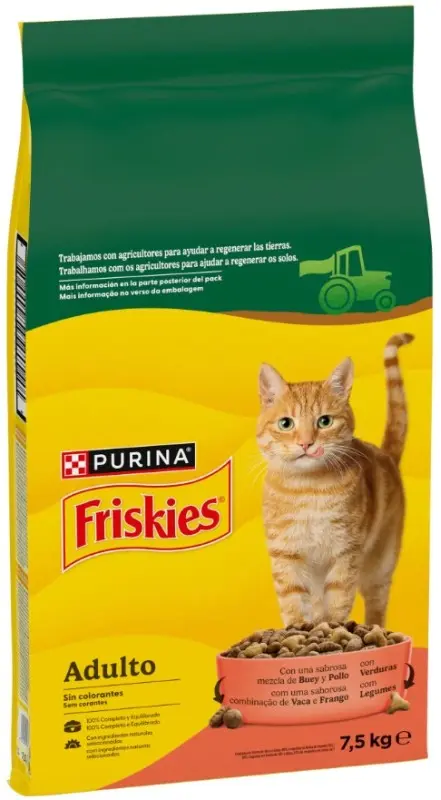 Purina Friskies Alimento Seco para Gatos Adultos con Buey, Pollo y Verduras 7,5 kg