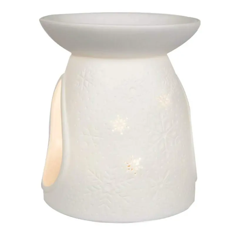 Quemador de Aceite Copos de Nieve Kerzenfarm Hahn - Porcelana Blanca