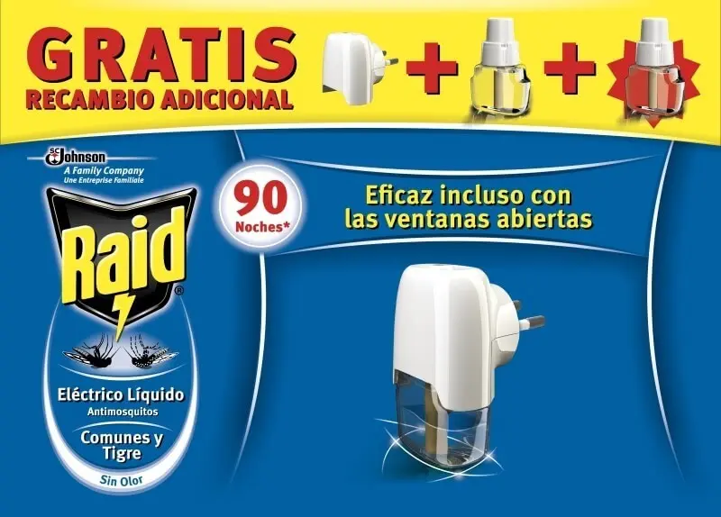 Raid Eléctrico Líquido Antimosquitos Aparato + 2 Recambios