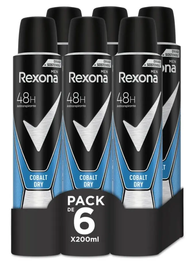 Rexona Men Desodorante Antitranspirante Cobalt Dry 48H Pack de 6 x 200 ml