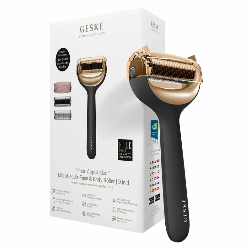Rodillo Facial y Corporal 9 en 1 con Microagujas y Guía App Smart