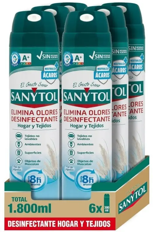 Sanytol Desinfectante Hogar y Tejidos Pack de 6 x 300 ml - Protección Completa para tu Hogar