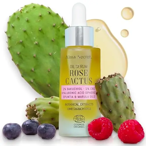 Sérum Facial Rose Cactus Renovador Celular Antiedad con Bakuchiol y Ácido Hialurónico
