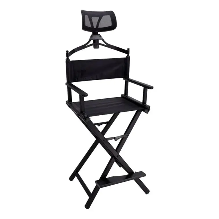 Silla de maquillaje plegable con reposacabezas aluminio negra