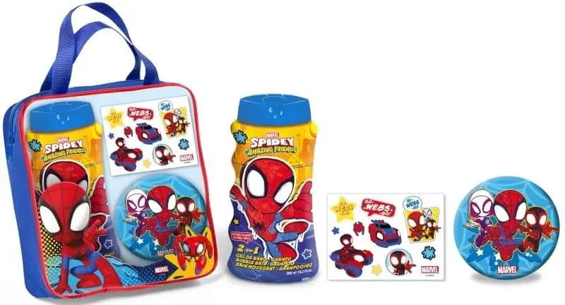 Spiderman Bolsa De Baño Gel Figura 300 Ml + Tattoos