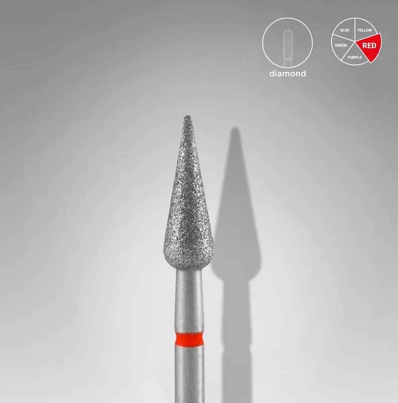 STALEKS EXPERT Fresa diamantada tipo pera aguda roja/azul