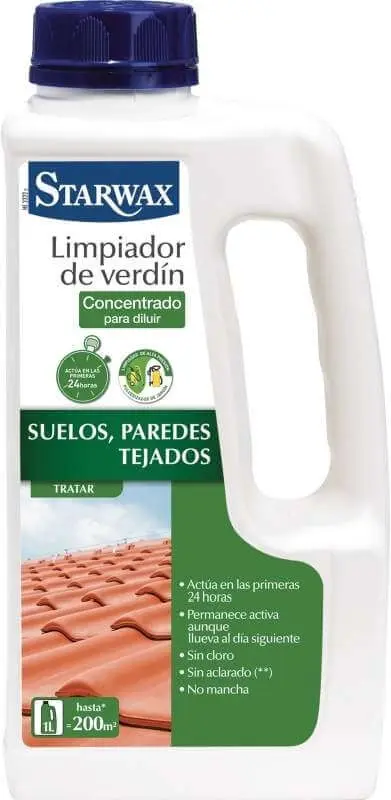 Starwax Limpiador de Verdín Concentrado 1L – Eficacia Profesional para Suelos, Paredes y Tejados