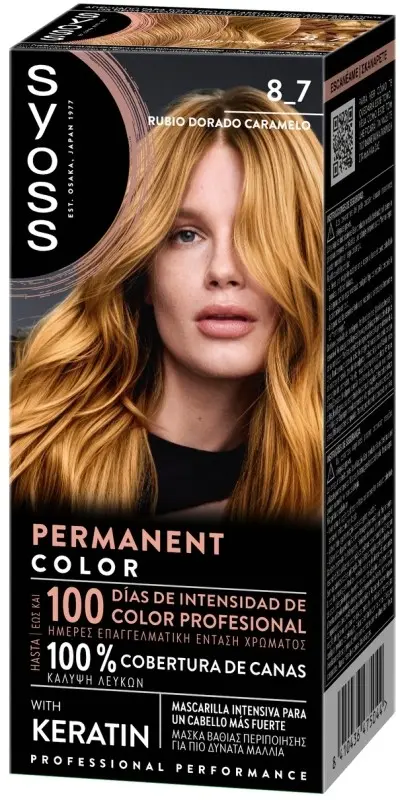 Syoss Permanent Color 8_7 Rubio Dorado Caramelo Tinte Permanente