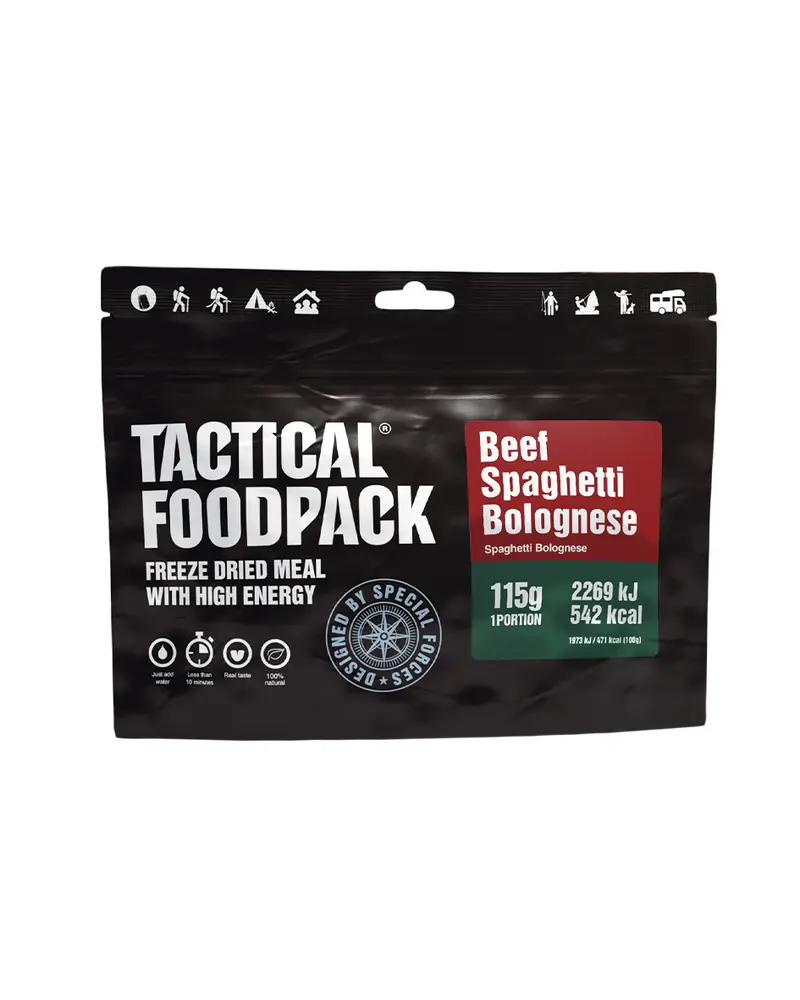 TACTICAL FOODPACK Beef Spaghetti Bolognese - Ración Militar Liofilizada 144g
