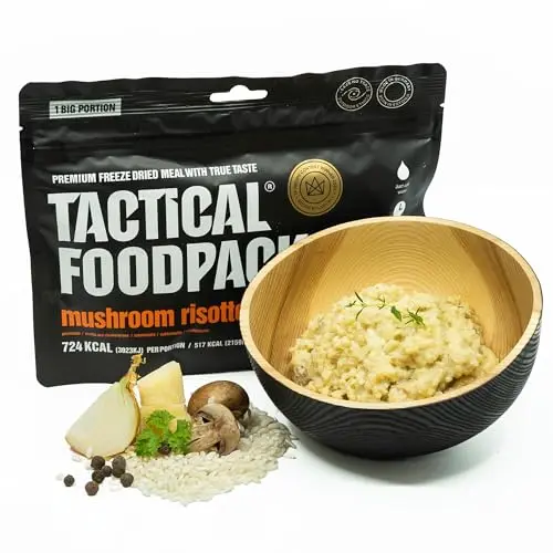 Tactical Foodpack Risotto de hongos en gran porción - Comidas liofilizadas I Listo para el consumo I MRE I Survival I Comida al aire libre I Trekking Comida I Expedición I Oficina