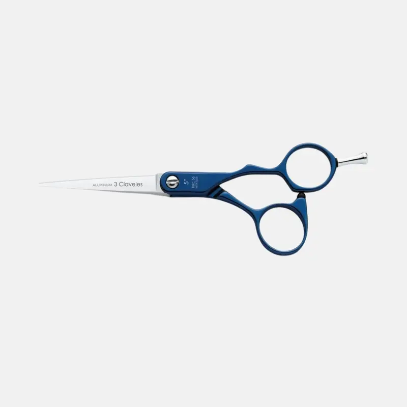 Tijera de Peluqueria Profesional Duraluminio Azul 5" - 3 Claveles