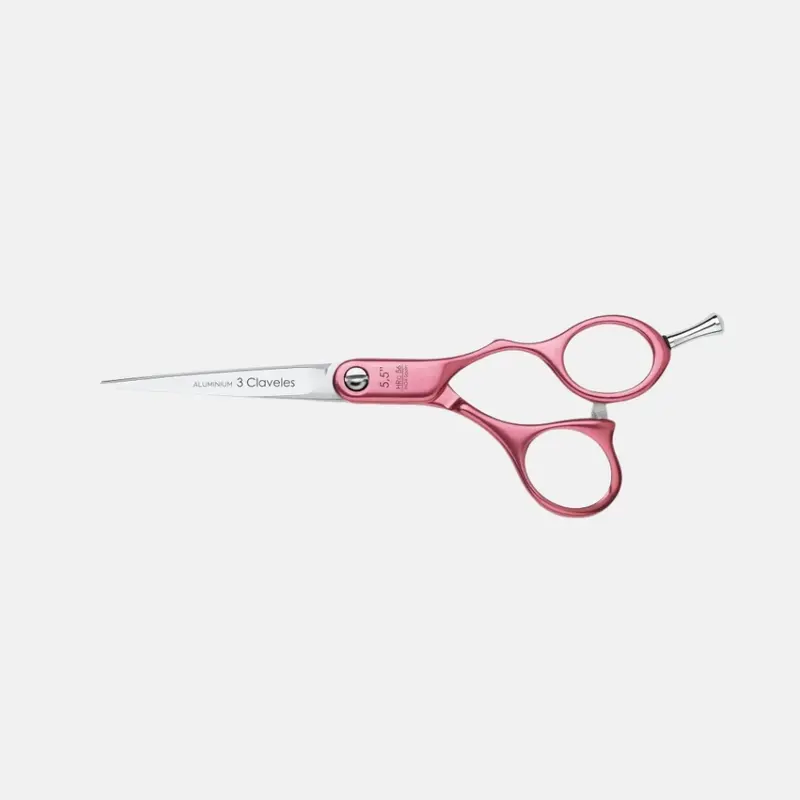Tijera de Peluqueria Profesional Duraluminio Rosa 5.5" - 3 Claveles